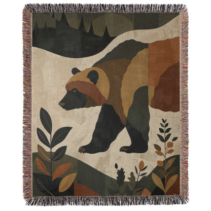 a bear tapestry hanging on a wall