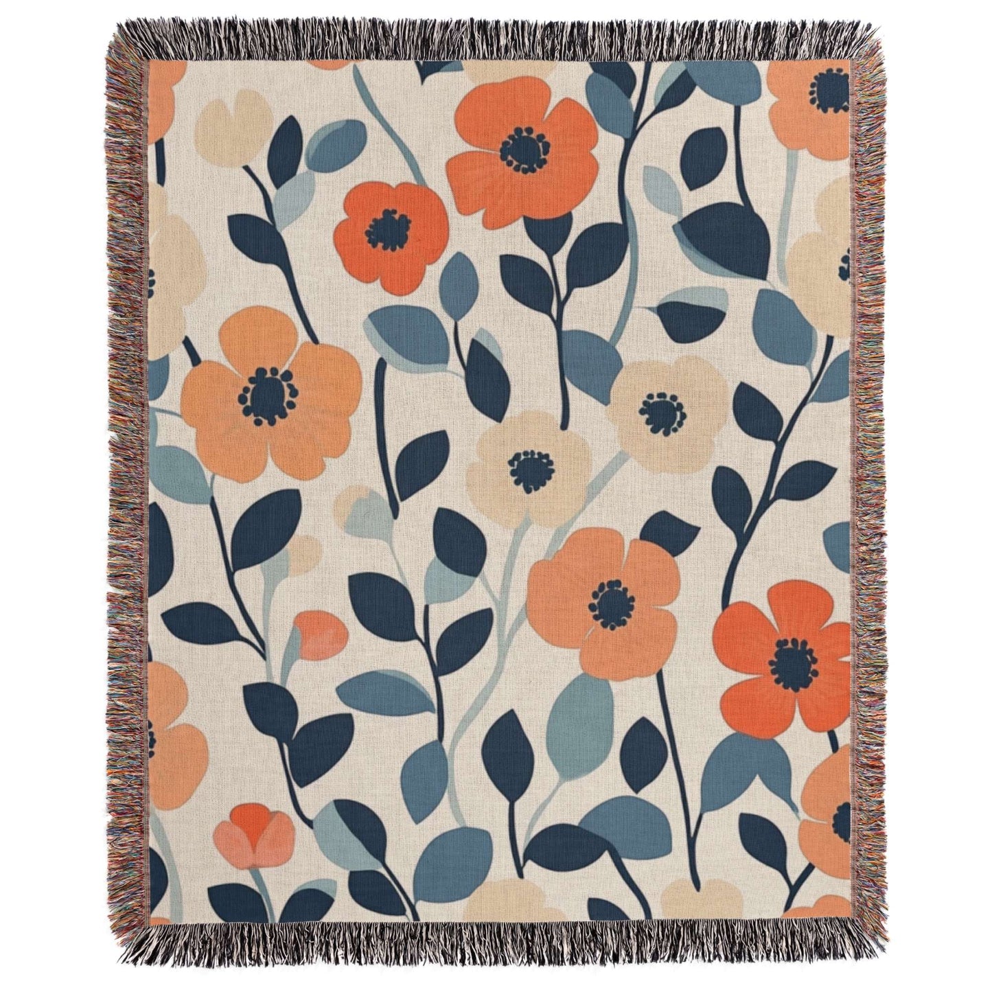 Minimalistic Colorful Inspired Flower Woven Blanket