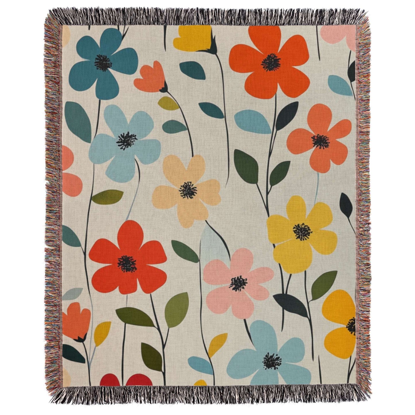 Minimalistic Retro Inspired Flower Woven Blanket