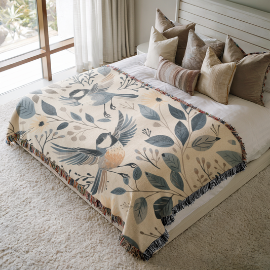 a bed with a blanket and pillows on top of it