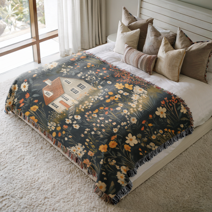 a bed with a blanket on top of it