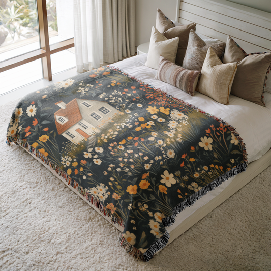 a bed with a blanket on top of it