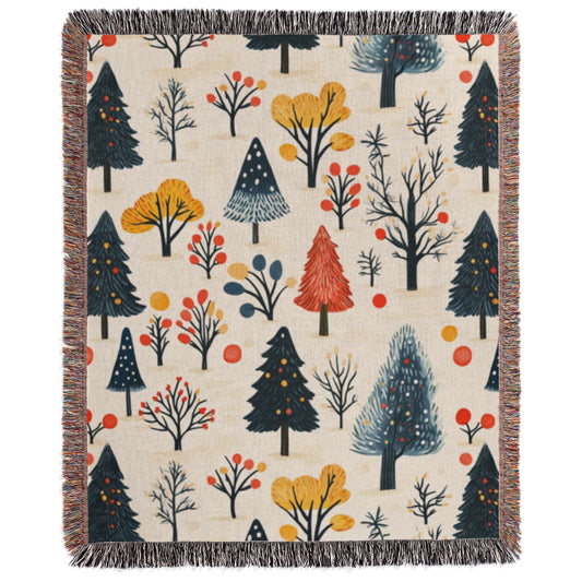 a blanket with trees on it